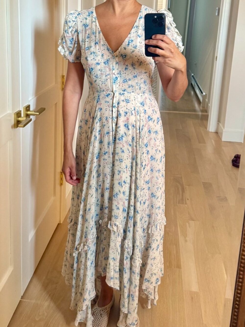 LoveShackFancy Silk A-Line Dress